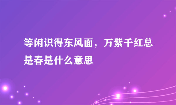 等闲识得东风面，万紫千红总是春是什么意思