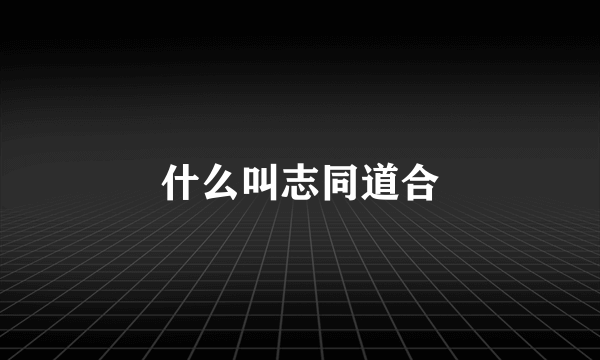 什么叫志同道合