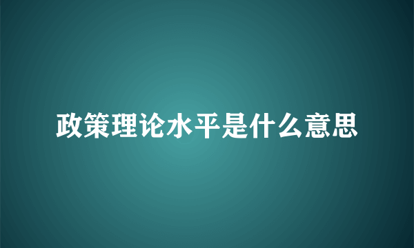 政策理论水平是什么意思