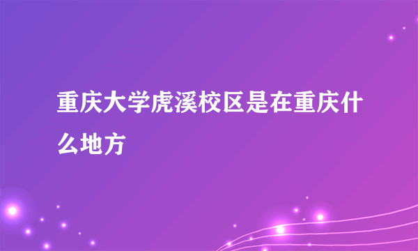 重庆大学虎溪校区是在重庆什么地方