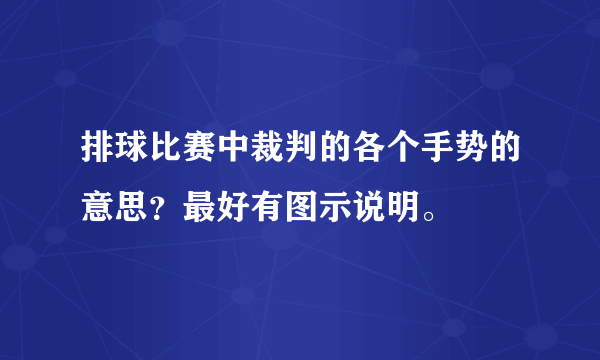 排球比赛中裁判的各个手势的意思？最好有图示说明。