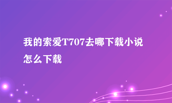 我的索爱T707去哪下载小说怎么下载