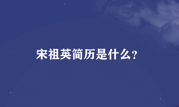 宋祖英简历是什么？