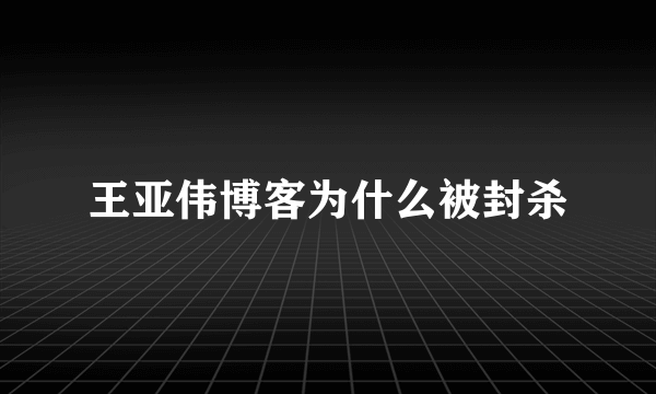 王亚伟博客为什么被封杀