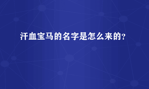 汗血宝马的名字是怎么来的？