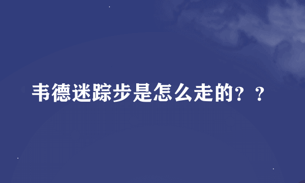 韦德迷踪步是怎么走的？？