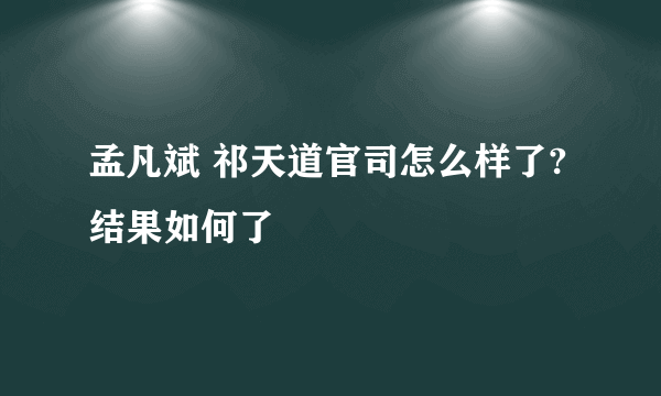 孟凡斌 祁天道官司怎么样了?结果如何了