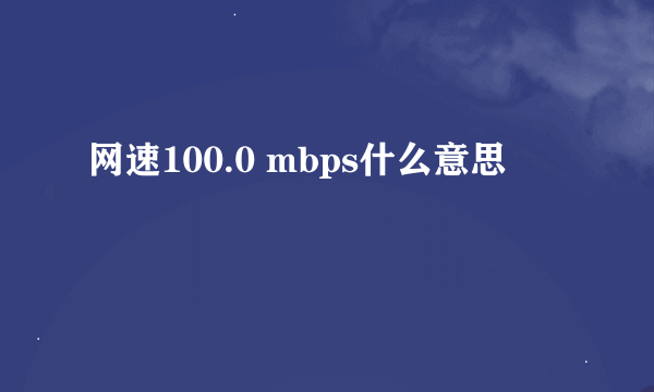 网速100.0 mbps什么意思