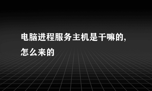 电脑进程服务主机是干嘛的,怎么来的