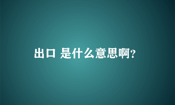 出口 是什么意思啊？