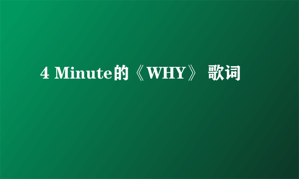 4 Minute的《WHY》 歌词