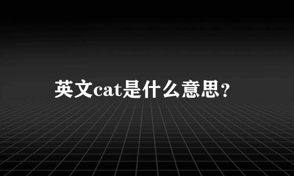 英文cat是什么意思？