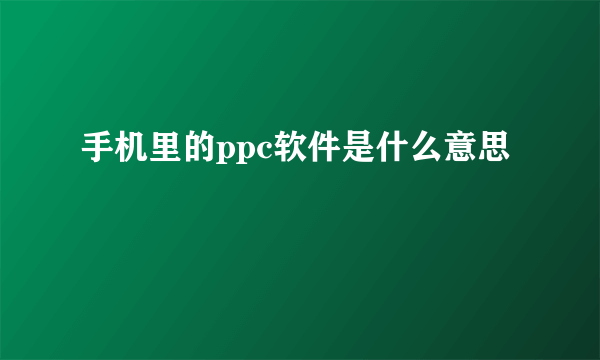 手机里的ppc软件是什么意思