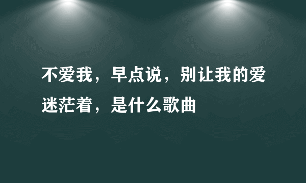 不爱我，早点说，别让我的爱迷茫着，是什么歌曲