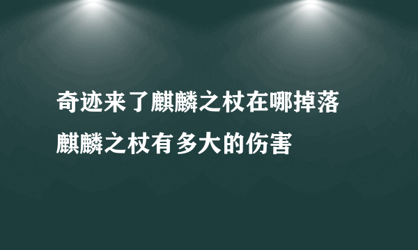 奇迹来了麒麟之杖在哪掉落 麒麟之杖有多大的伤害