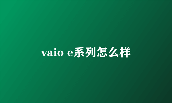 vaio e系列怎么样