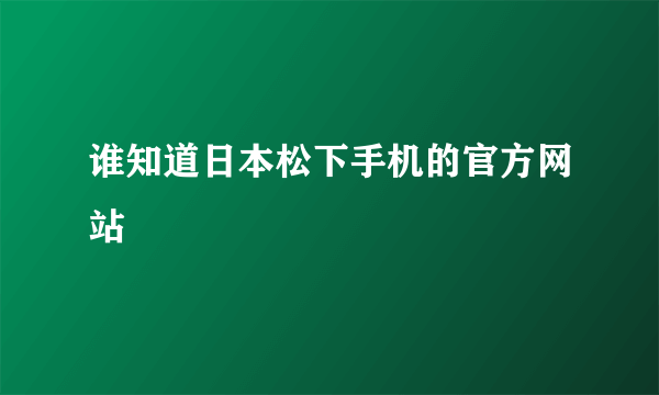 谁知道日本松下手机的官方网站