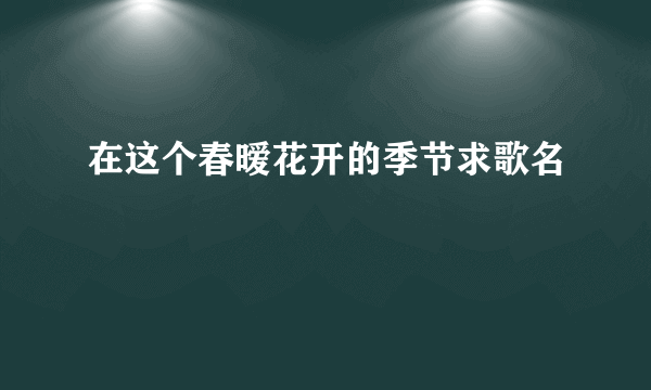 在这个春暧花开的季节求歌名