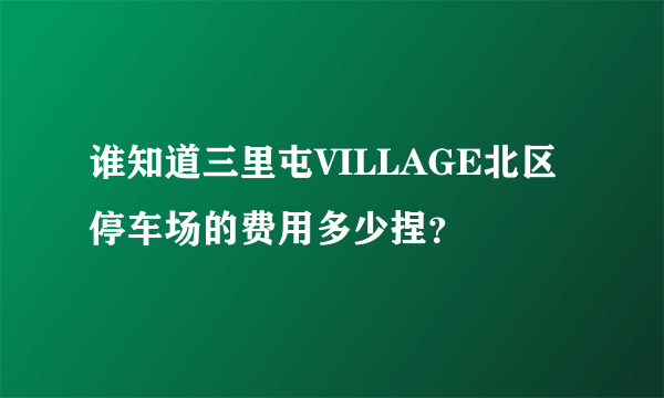 谁知道三里屯VILLAGE北区停车场的费用多少捏？