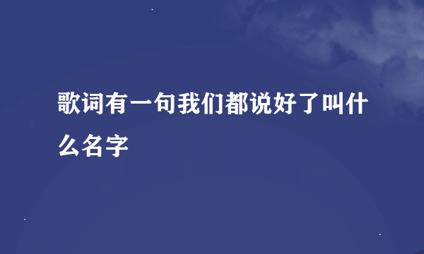 歌词有一句我们都说好了叫什么名字