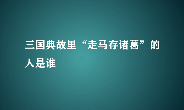 三国典故里“走马存诸葛”的人是谁