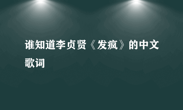 谁知道李贞贤《发疯》的中文歌词