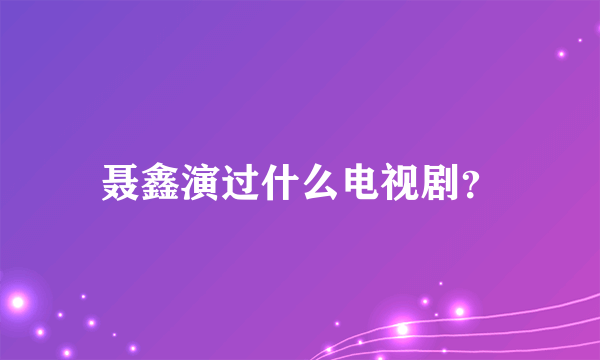 聂鑫演过什么电视剧？