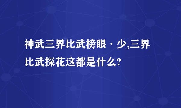 神武三界比武榜眼·少,三界比武探花这都是什么?