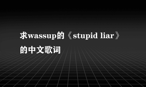 求wassup的《stupid liar》的中文歌词