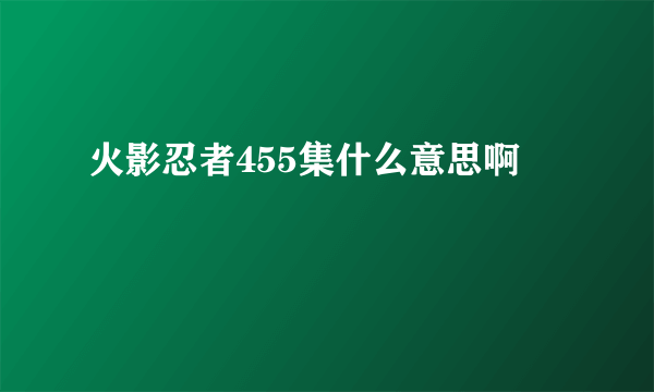 火影忍者455集什么意思啊