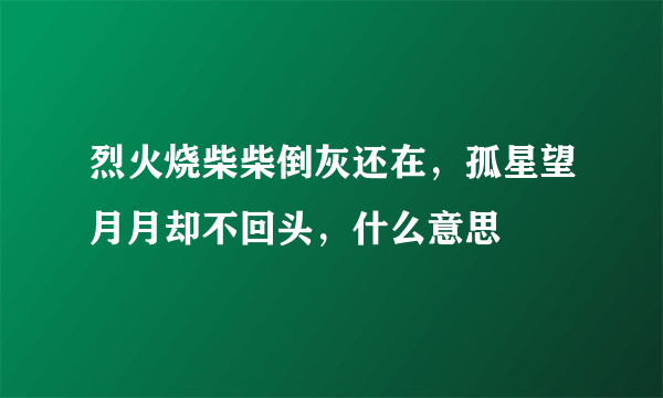 烈火烧柴柴倒灰还在，孤星望月月却不回头，什么意思