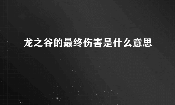 龙之谷的最终伤害是什么意思