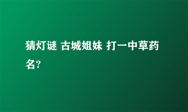 猜灯谜 古城姐妹 打一中草药名?