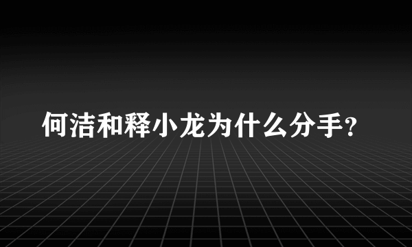 何洁和释小龙为什么分手？