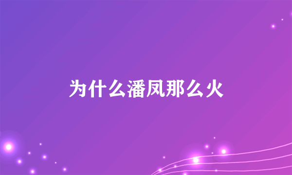 为什么潘凤那么火