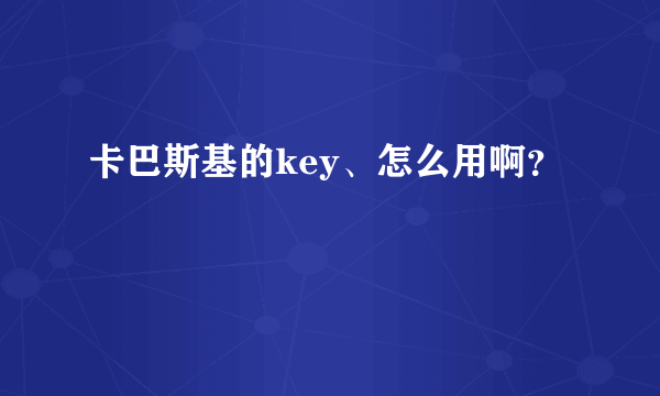 卡巴斯基的key、怎么用啊？