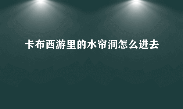 卡布西游里的水帘洞怎么进去