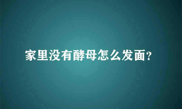 家里没有酵母怎么发面？