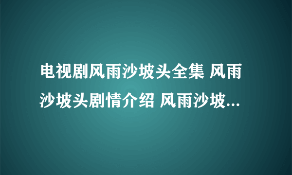 电视剧风雨沙坡头全集 风雨沙坡头剧情介绍 风雨沙坡头下载 风雨沙坡头大结局34集