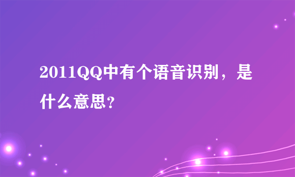 2011QQ中有个语音识别，是什么意思？