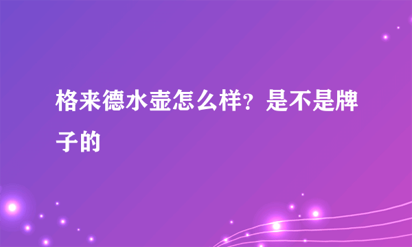 格来德水壶怎么样？是不是牌子的