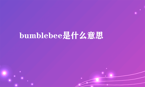 bumblebee是什么意思