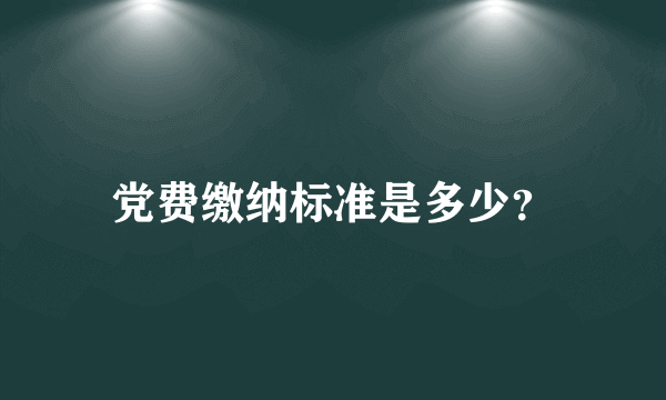 党费缴纳标准是多少？