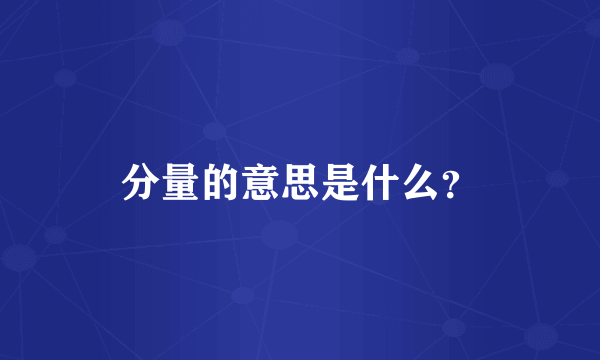 分量的意思是什么？