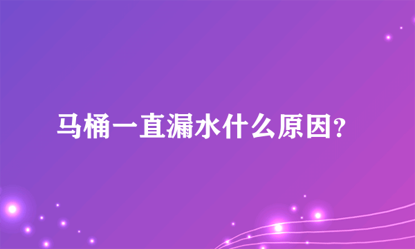 马桶一直漏水什么原因？