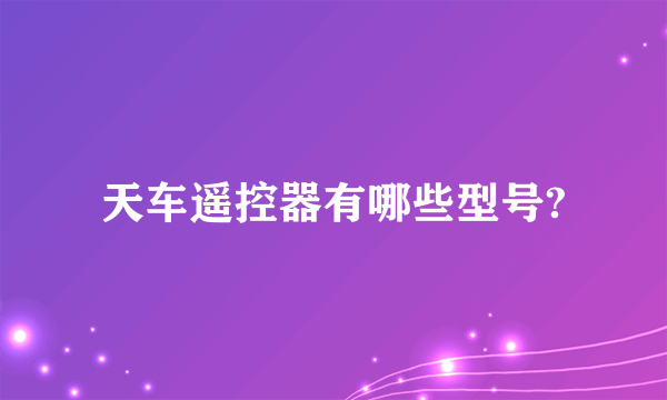 天车遥控器有哪些型号?