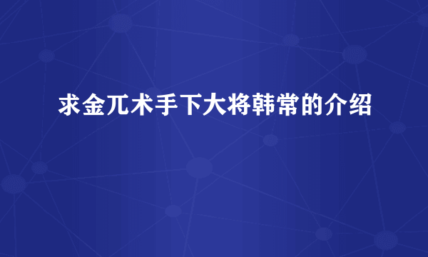 求金兀术手下大将韩常的介绍