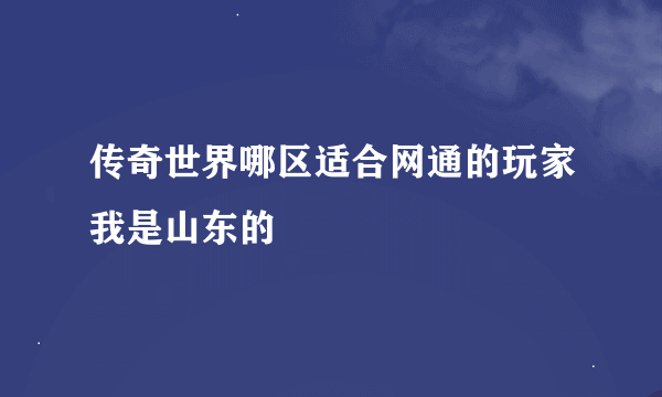 传奇世界哪区适合网通的玩家我是山东的