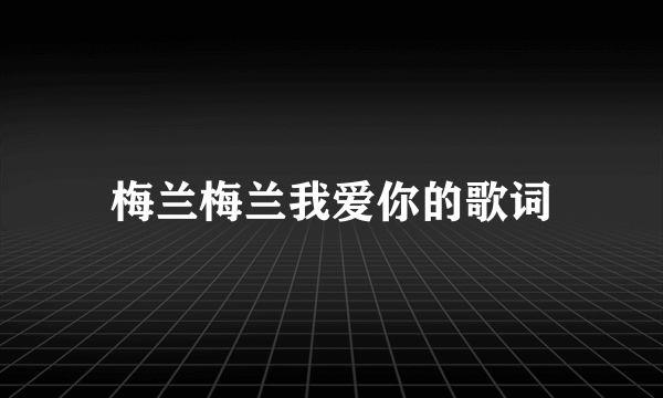 梅兰梅兰我爱你的歌词