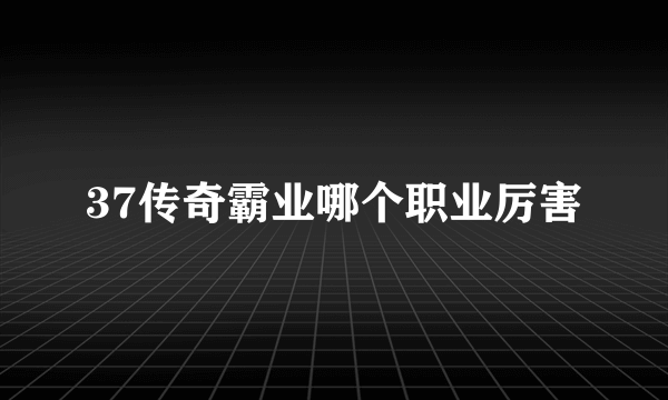 37传奇霸业哪个职业厉害